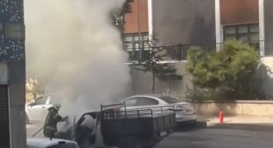 Bursa'da kamyonet alev topuna döndü