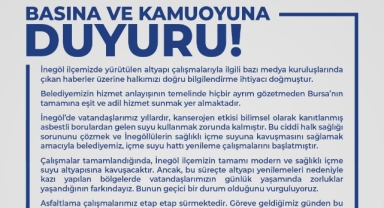 İnegöl’de yürütülen altyapı çalışmalarıyla ilgili açıklama
