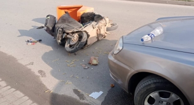 İnegöl’de Korkutan kaza: Motosiklet otomobille çarpıştı