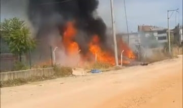 Araç denetim istasyonu alev aldı