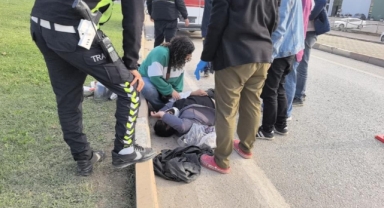 Arabaya bağlanıp iple çekilen motosiklet kaldırıma savruldu: 1 yaralı