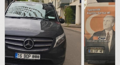 CHP Bursa İl Başkanı Nihayet Yeşiltaş'ın BOB Plaka aracı dikkat çekti 