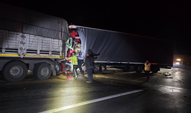 Bursa'da iki tırın çarpıştığı kazada 1 kişi hayatını kaybetti