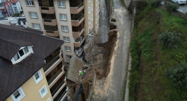 Bursa’da korkutan göçük havadan görüntülendi